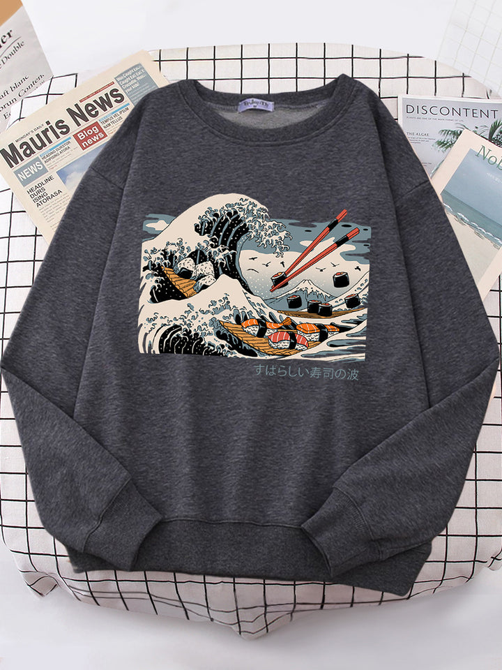 Sweat-shirt femme avec design de vague artistique et coupe confortable Chic & Stil
