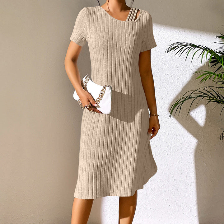 Knit dress for women with trendy neckline and elastic material Lune London