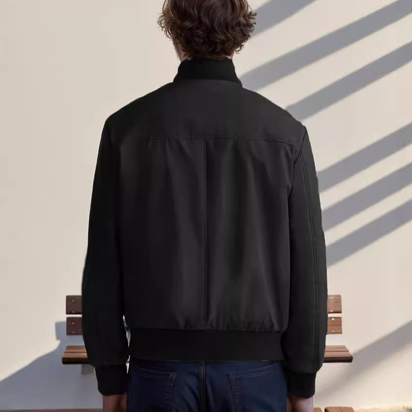 Trendy transitional jacket for men with multifunctional pockets and a high collar Lune London