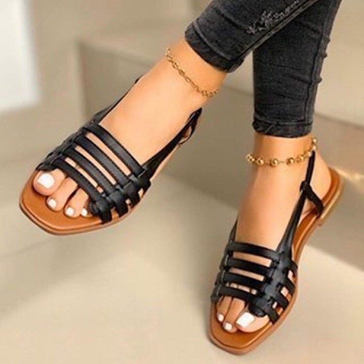Strappy sandals for ladies with an elegant woven design and a non-slip sole Lune London