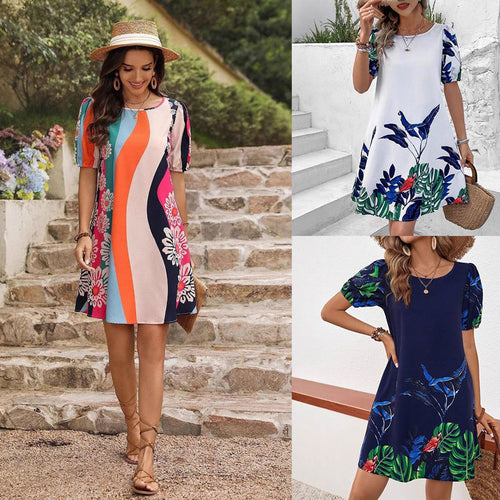 A-line dress for women with tropical print Lune London