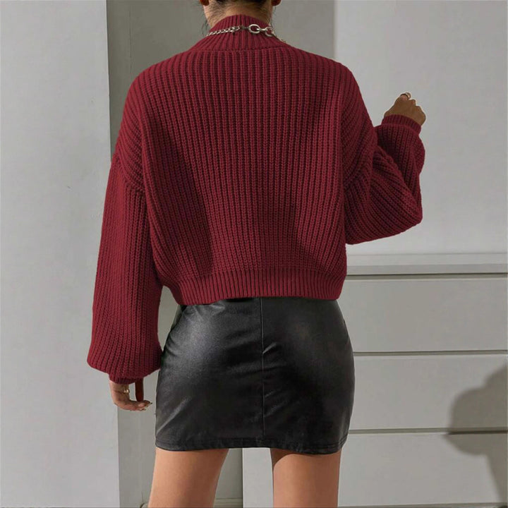 Soft knitted sweater for women with high collar Lune London