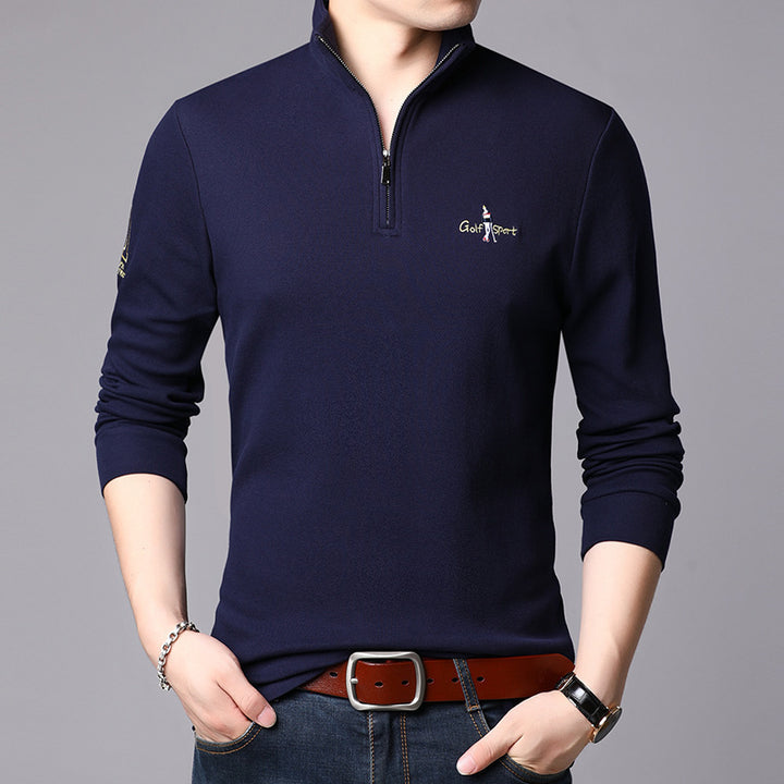 Men's high collar pullover with modern zipper and fine texture Lune London