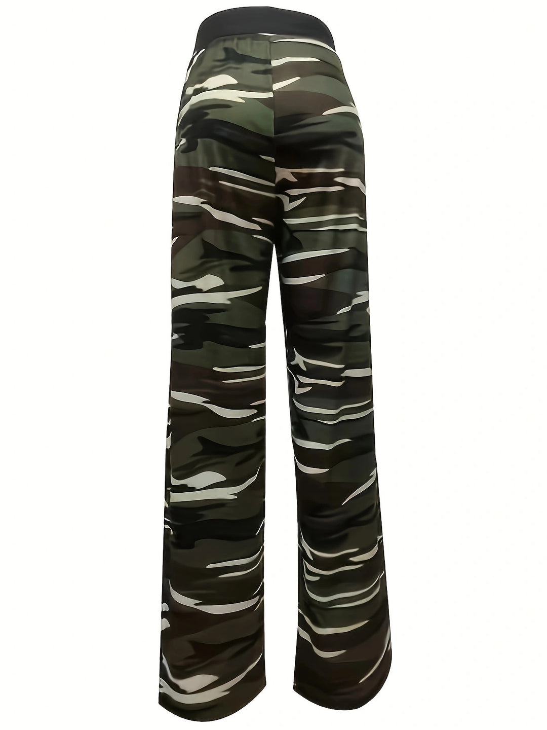 Comfortable cargo pants for women with elastic waistband and trendy camouflage pattern Lune London