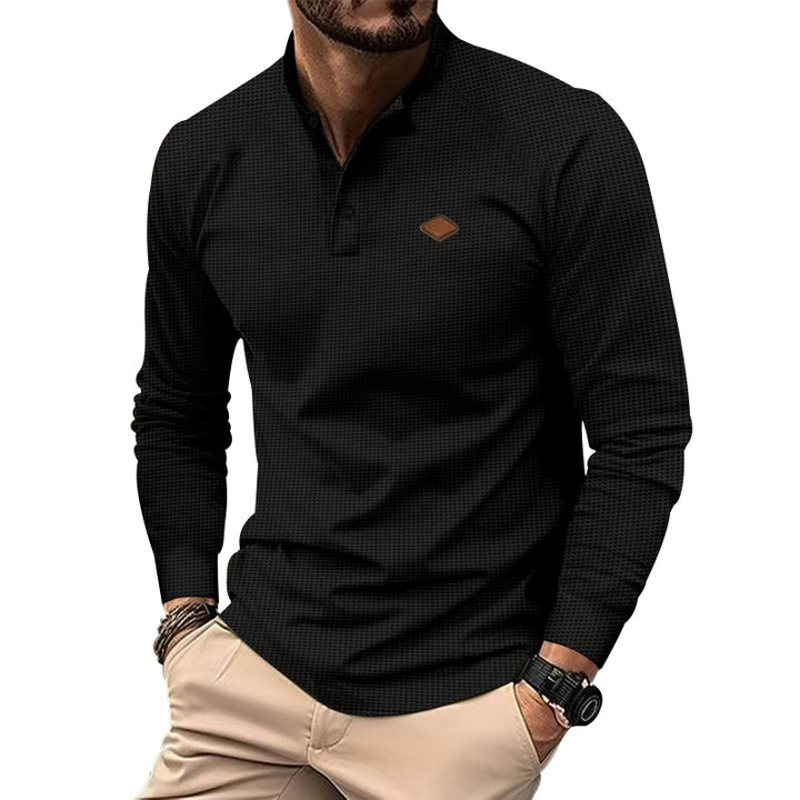 Men's long sleeve Henley shirt with textured surface and trendy button details Lune London