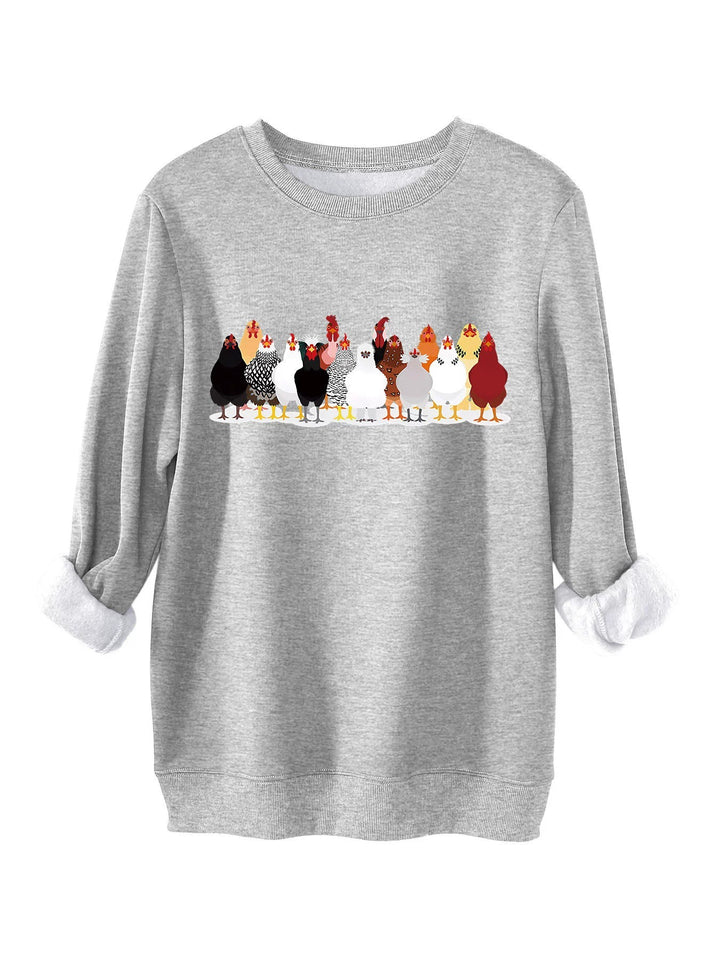 Sweatshirt for women with playful chicken pattern Lune London