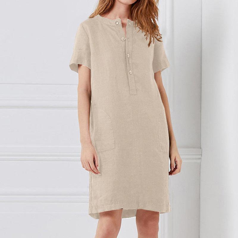 Shirt dress for women with practical pockets and button placket Lune London