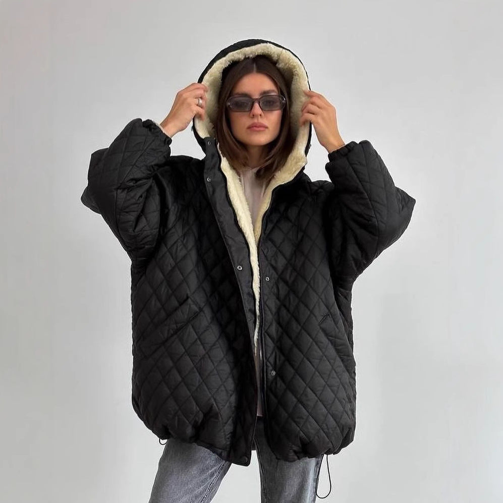 Ladies quilted parka with a high collar and soft lining Lune London