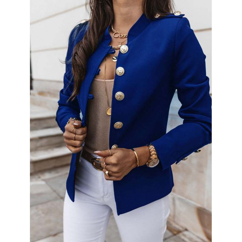 Trendy women's blazer with gold buttons and slim fit Lune London