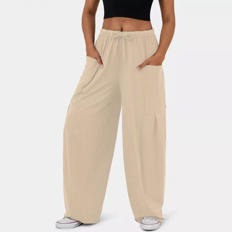 Femmes pantalon décontracté élégant à coupe large avec poches pratiques Lune London