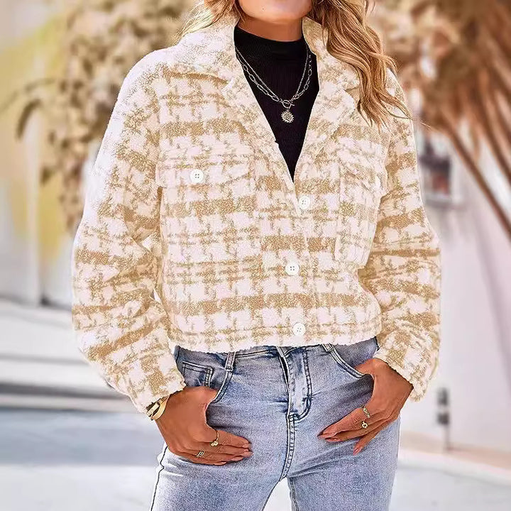 Ladies Cropped Checkered Jacket Lune London