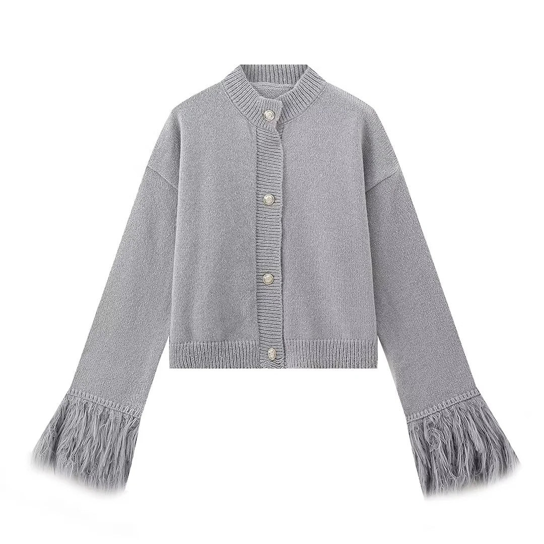 Veste en tricot tendance pour femmes avec franges Lune London