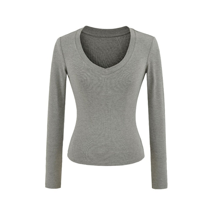Long sleeve V-neck fitted women's T-shirt Lune London