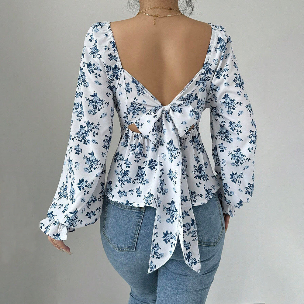 Women's blouse with floral design and voluminous sleeves Chic & Stil