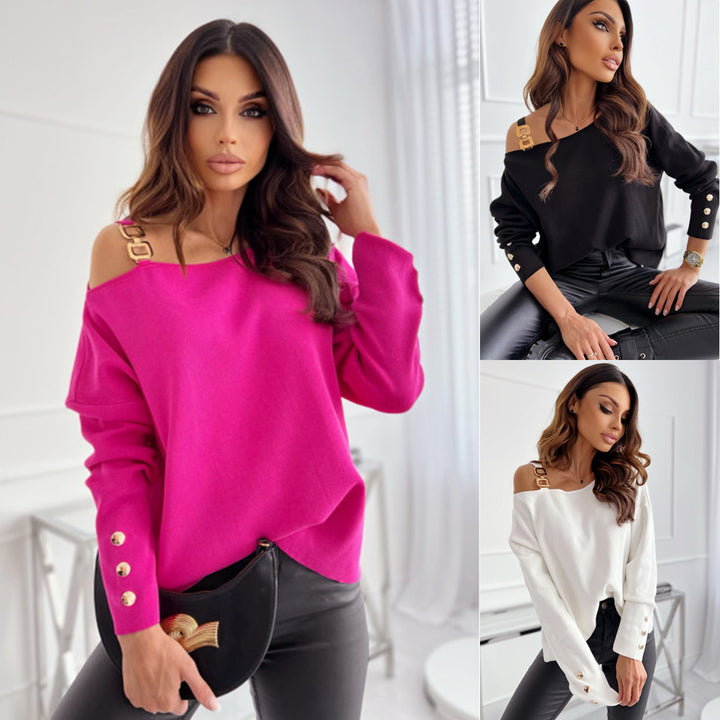 Ladies Off-Shoulder Sweater in Comfortable Chic Knit