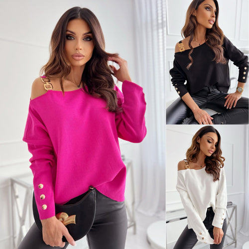 Ladies Off-Shoulder Sweater in Comfortable Chic Knit
