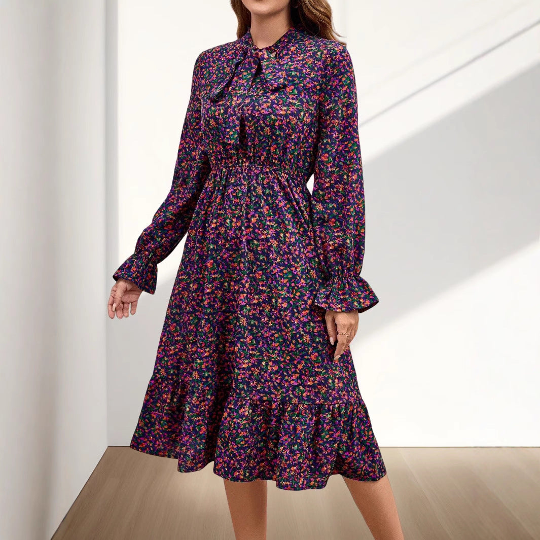 Ladies Vintage Floral Midi Dress Lune London