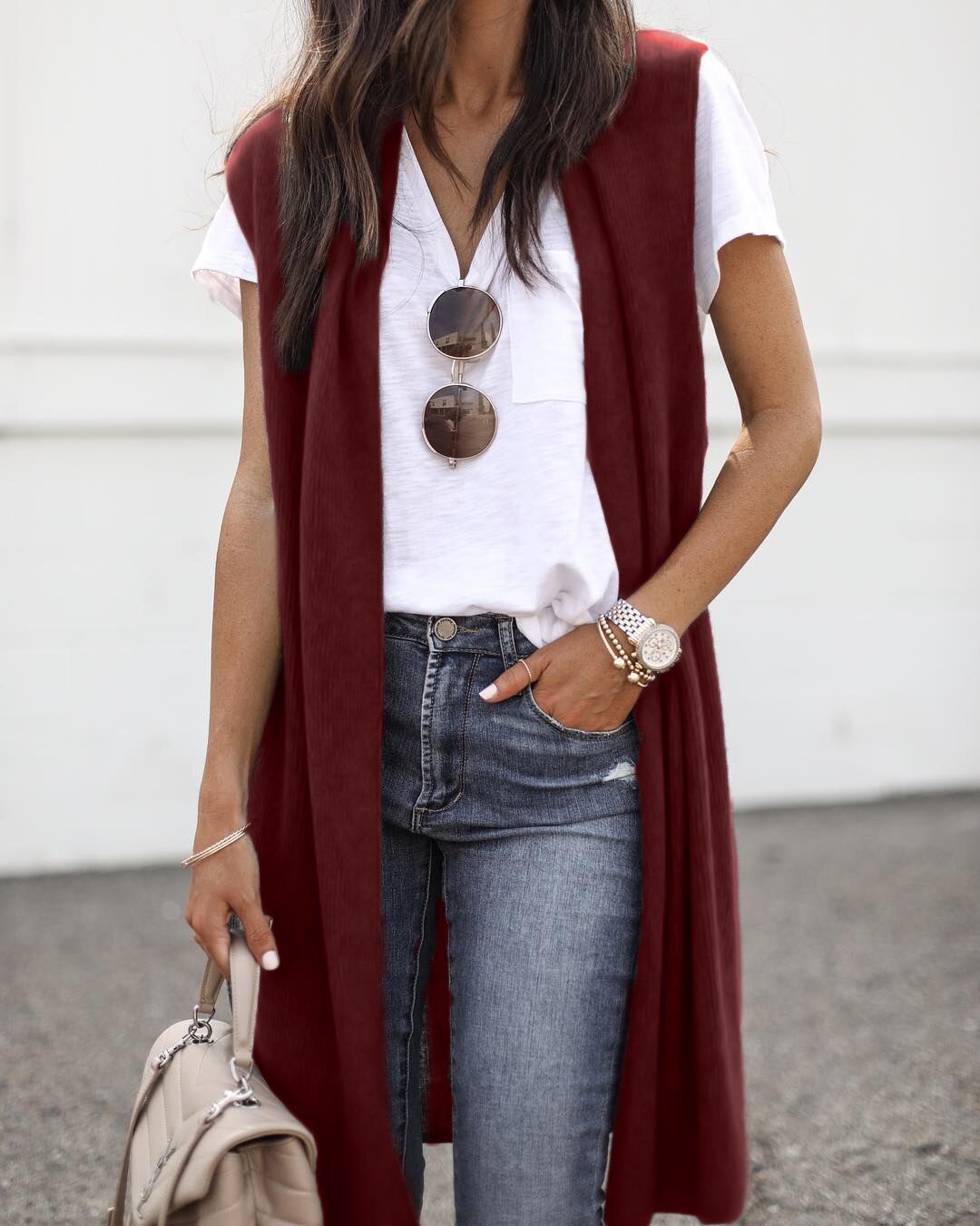 Women Open Cardigan with Casual Cut and Long Side Panels Lune London