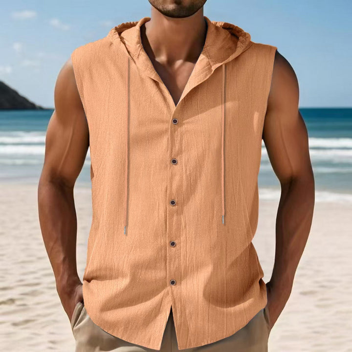 Sleeveless shirt for men with hood and button closure Lune London