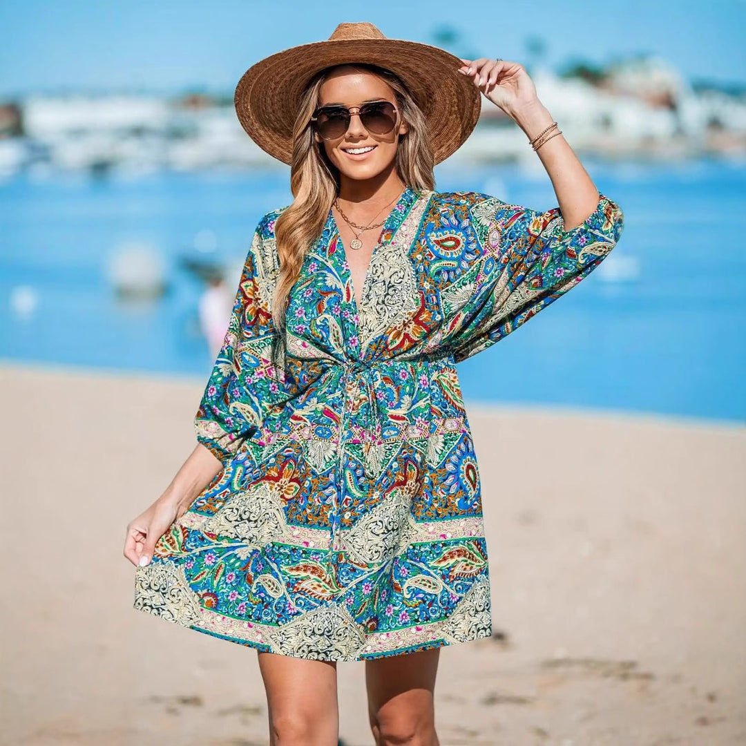 Chic Bohemian Tie Beach Dress for Women