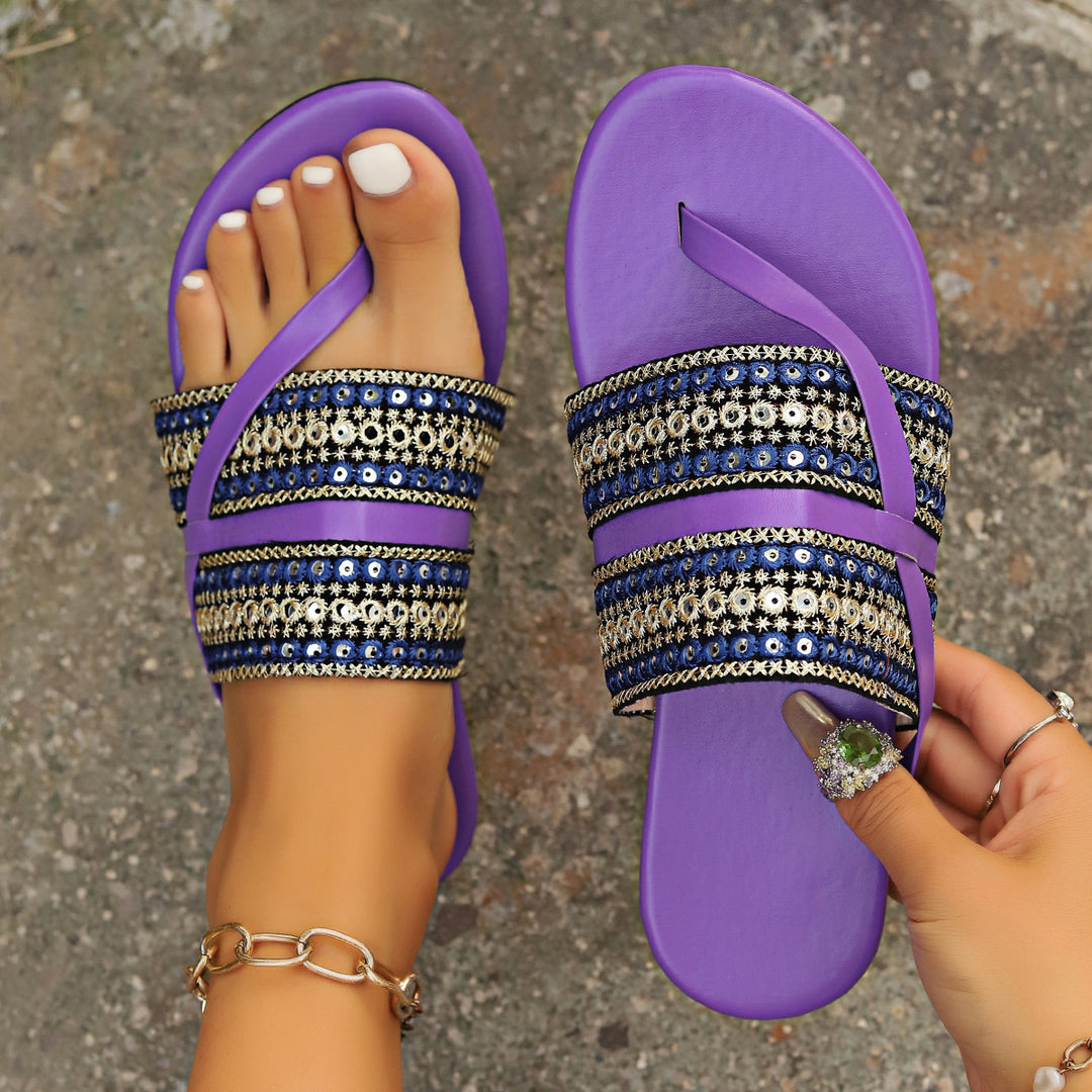 Ladies Artisan Pearl Slide Sandals Lune London