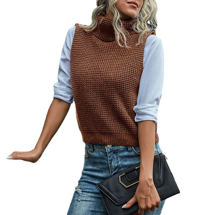 Pull femme en gros tricot avec col haut et motif structuré raffiné Lune London