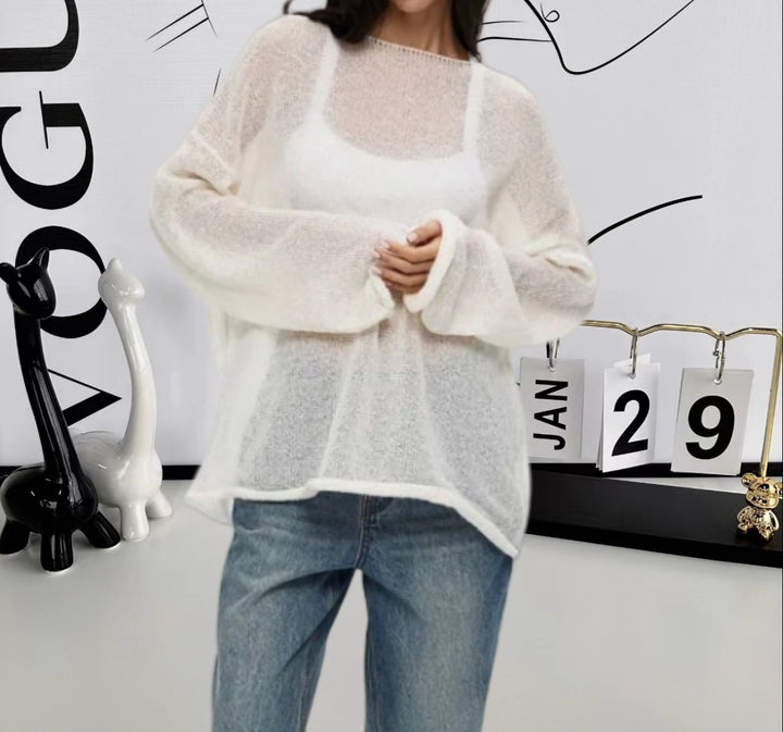 Ladies Loose Fit Knitted Top with Long Sleeves Lune London