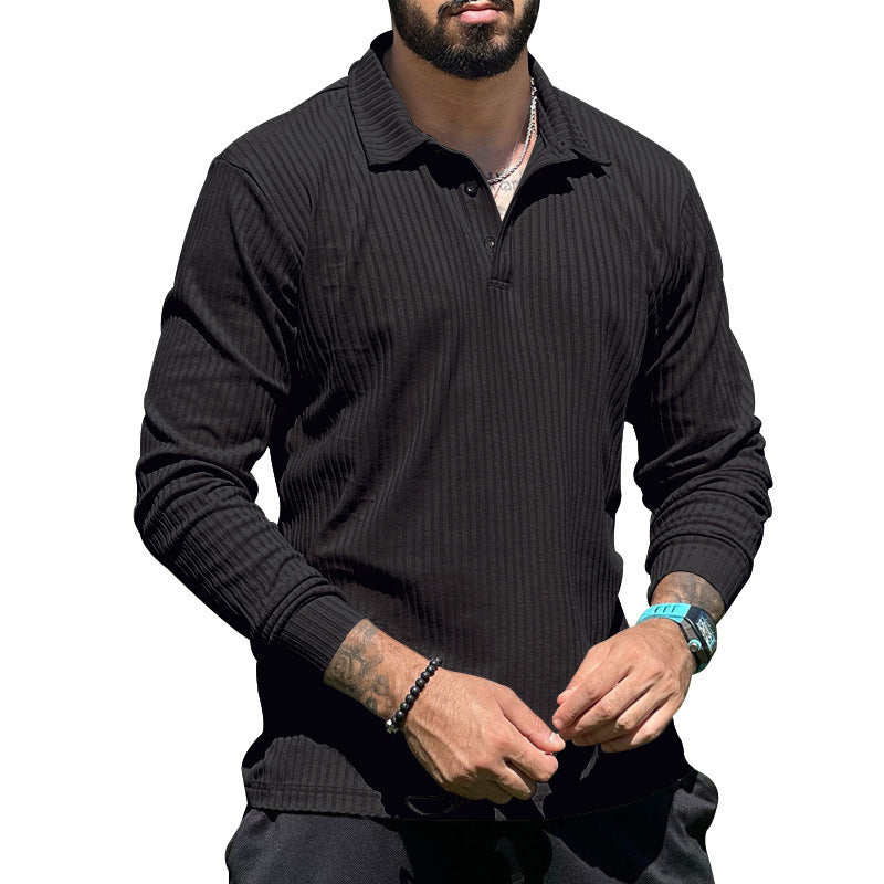 Men's Long Sleeve Polo with structured rib design and classic collar Lune London