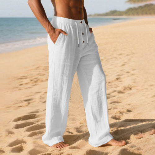 Comfortable summer leisure pants for men with elastic waistband and modern button details Lune London