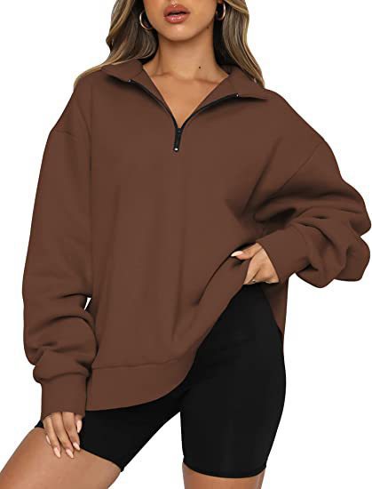 Oversized zip-up pullover for women with high collar Lune London