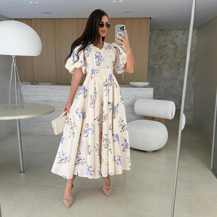 Maxi flower dress for women with puff sleeves Lune London