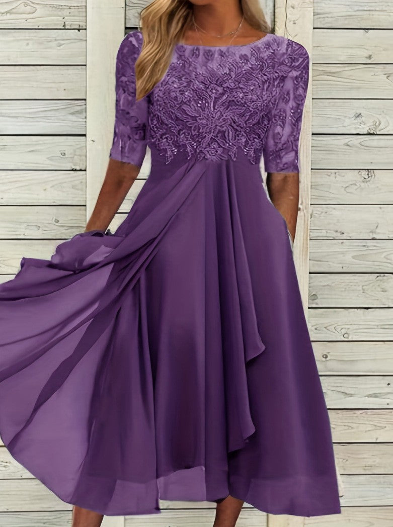Chic Und Stil | Chiffon Midi Dress for Women Airy & Graceful