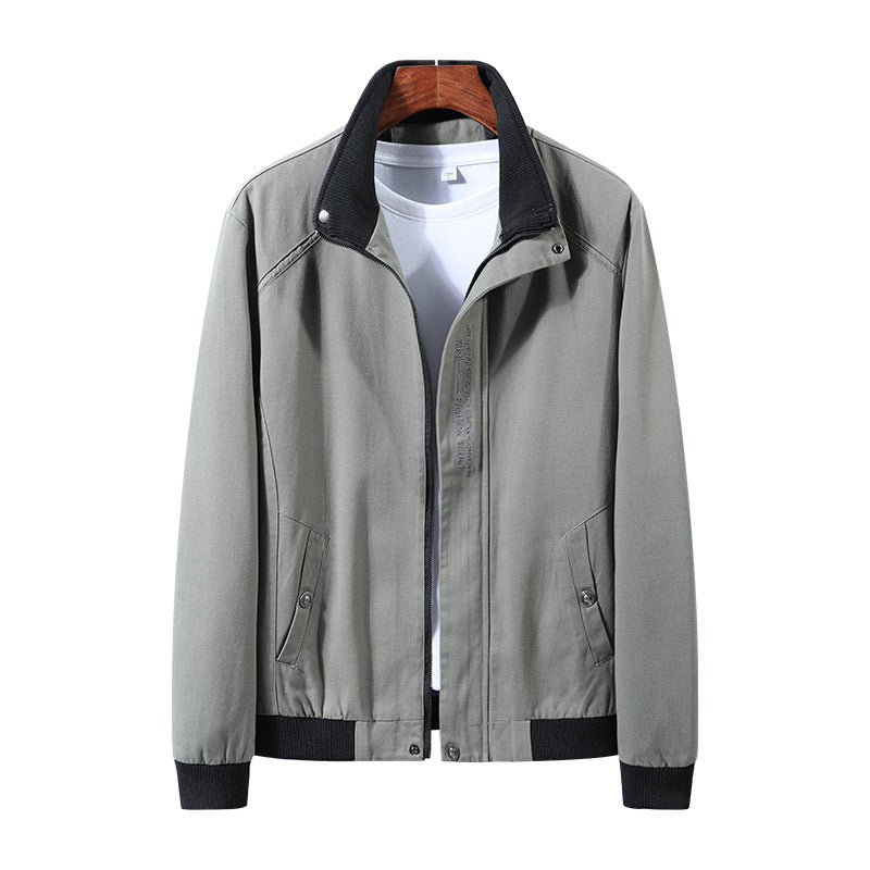 Modern transition jacket for men with high collar and practical pockets Lune London