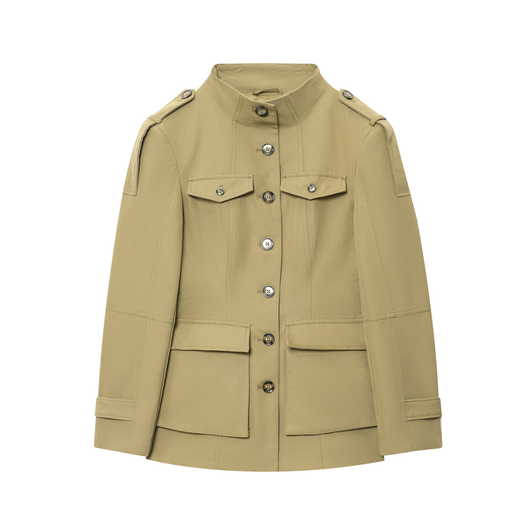 Trendy women's utility jacket with practical pockets and accentuated shoulder details Lune London