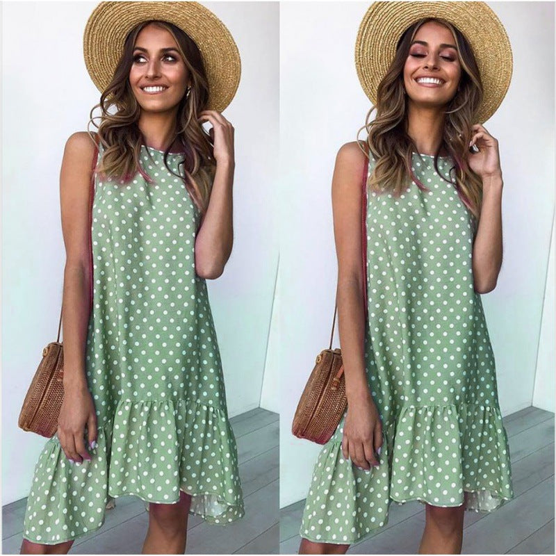 Robe d'été A-line pour femme avec ourlet volanté et pois Chic & Stil