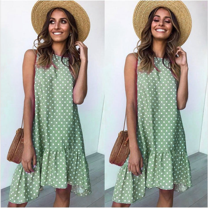 Robe d'été A-line pour femme avec ourlet volanté et pois Chic & Stil