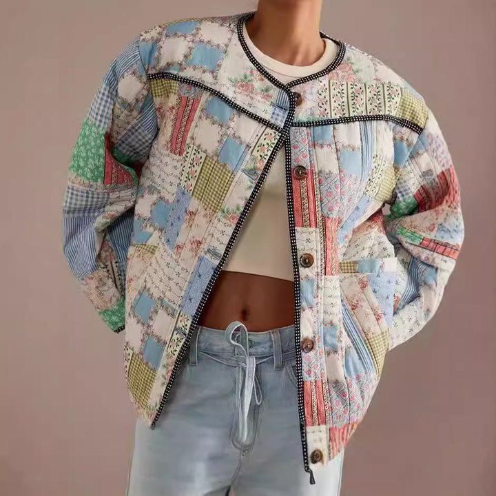 Ladies Quilted Bomber Jacket Patchwork Lune London