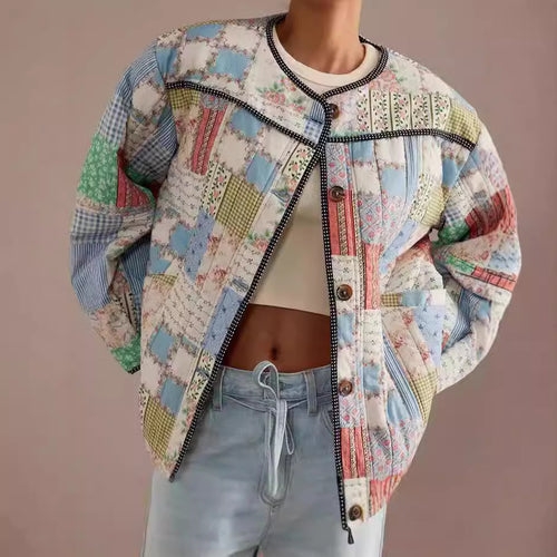 Ladies Quilted Bomber Jacket Patchwork Lune London