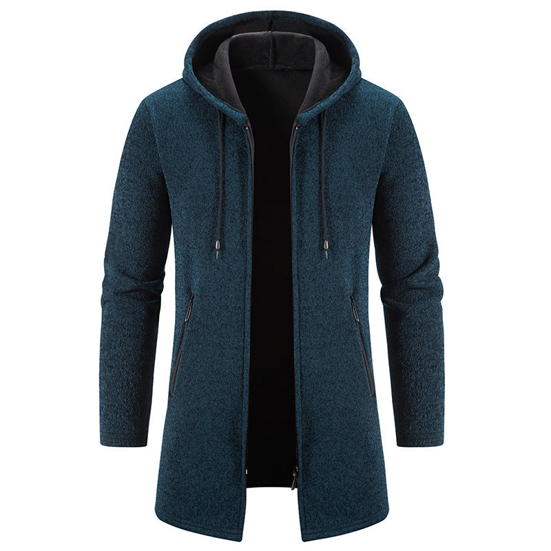 Practical and stylish fleece jacket for men with hood and zip pockets Lune London