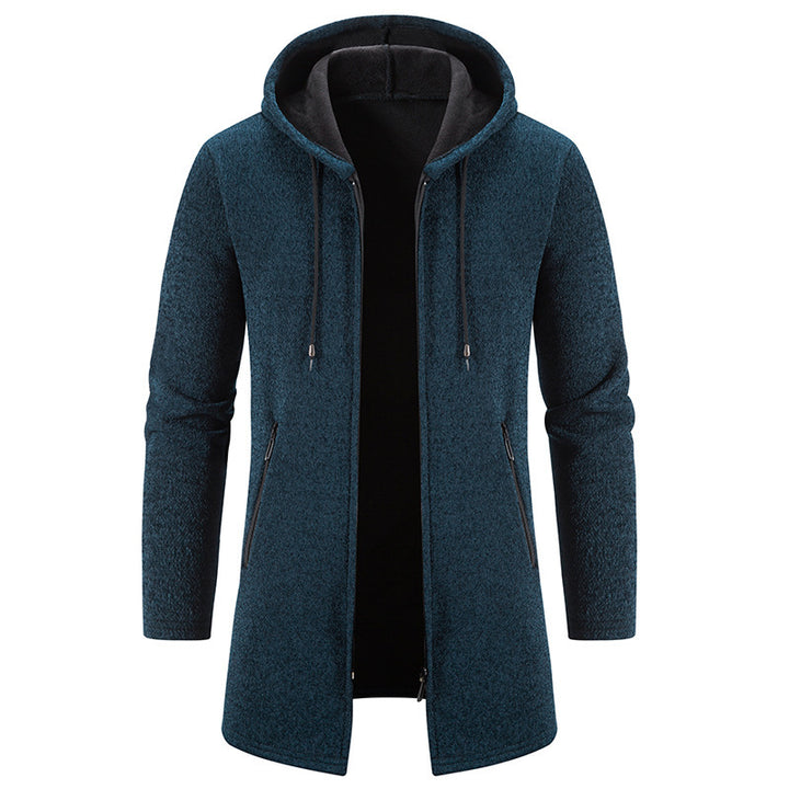 Practical and stylish fleece jacket for men with hood and zip pockets Lune London