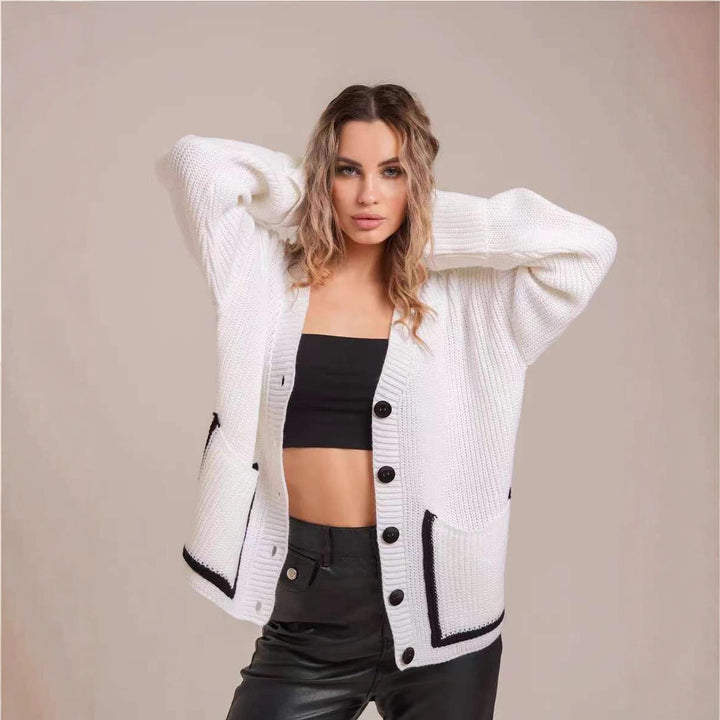 Knitted jacket for women with trendy cut and practical buttons Lune London