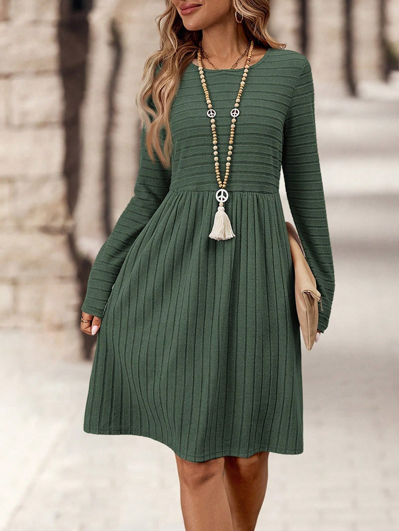 Ladies' Knitted Dress with Long Sleeves and Flattering Waist Cut Lune London
