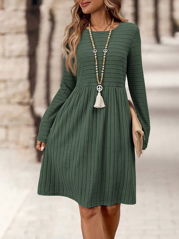 Ladies' Knitted Dress with Long Sleeves and Flattering Waist Cut Lune London