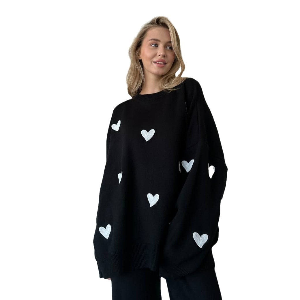 Oversized sweater for women with heart pattern Lune London