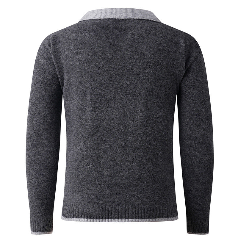 Pull-over V élégant hommes avec col de chemise glissant et texture de haute qualité Lune London