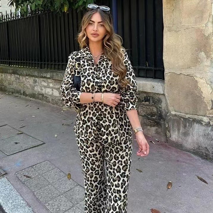 Pantalons larges en lin pour femmes avec imprimé léopard tendance Chic & Stil