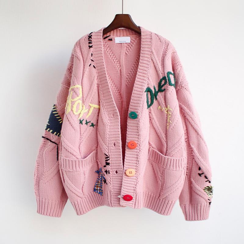 Lune London | Ladies Padded Knit Cardigan with Colorful Buttons and Unique Design