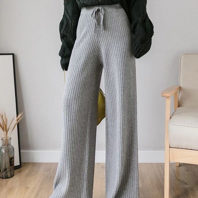 Pantalons en maille côtelée confortables pour femmes avec cordon de serrage à la taille Chic & Stil