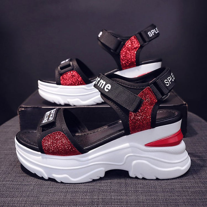 Chic and Stylish Women's Sport Sandals with Glitter Strap Design