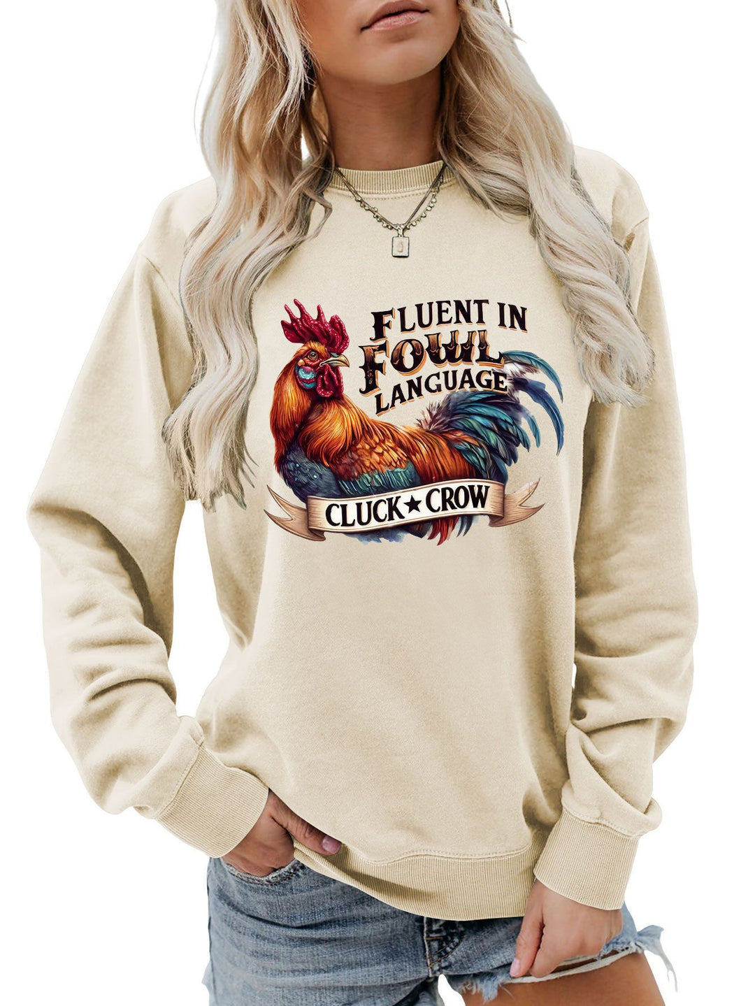 Sweat-shirt pour femmes avec motif de poulet humoristique et coupe confortable Chic & Stil
